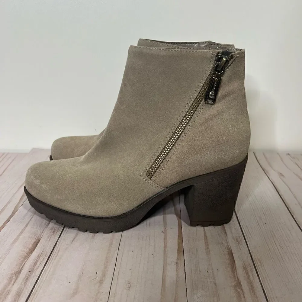 Blondo Tan Nude Leather Suede Waterproof Lug Boots